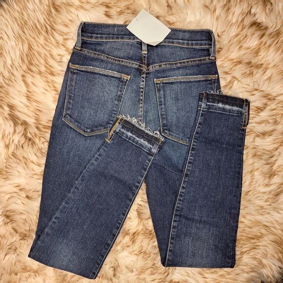 FRAME denim NEW Le High skinny split hem raw edge jeans high-rise stretch 24/0 - Picture 7 of 8